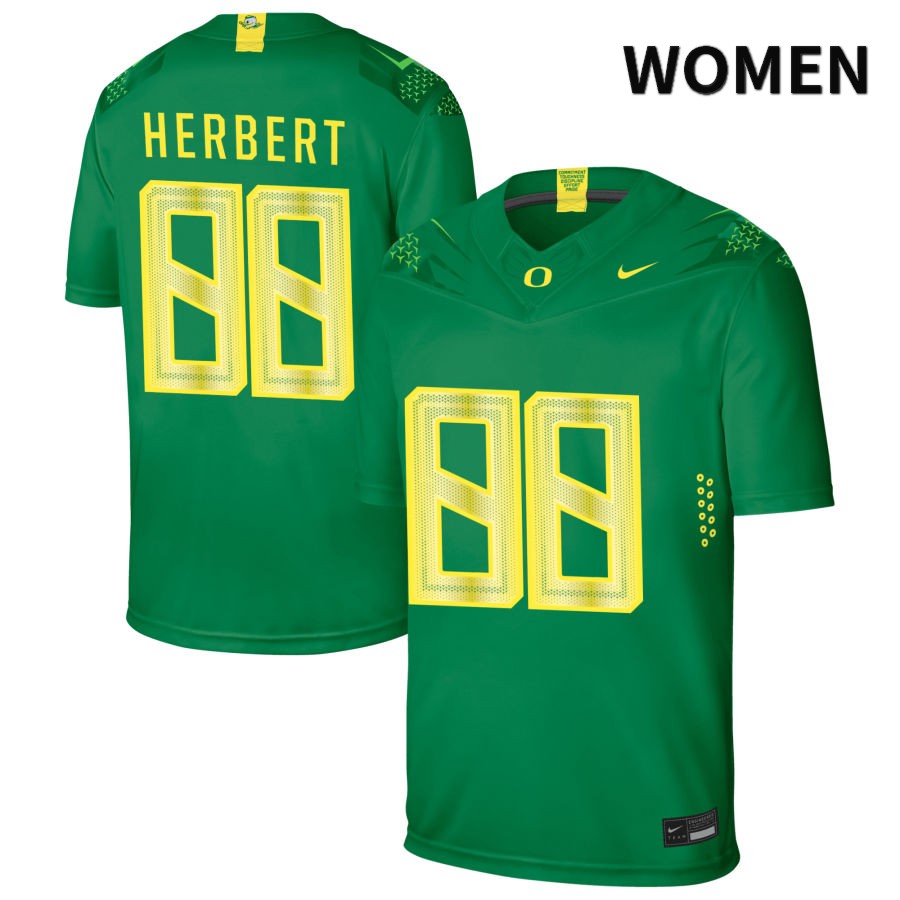 Oregon Ducks Women's #88 Patrick Herbert Football College Authentic Green NIL 2022 Nike Jersey CBG46O8N